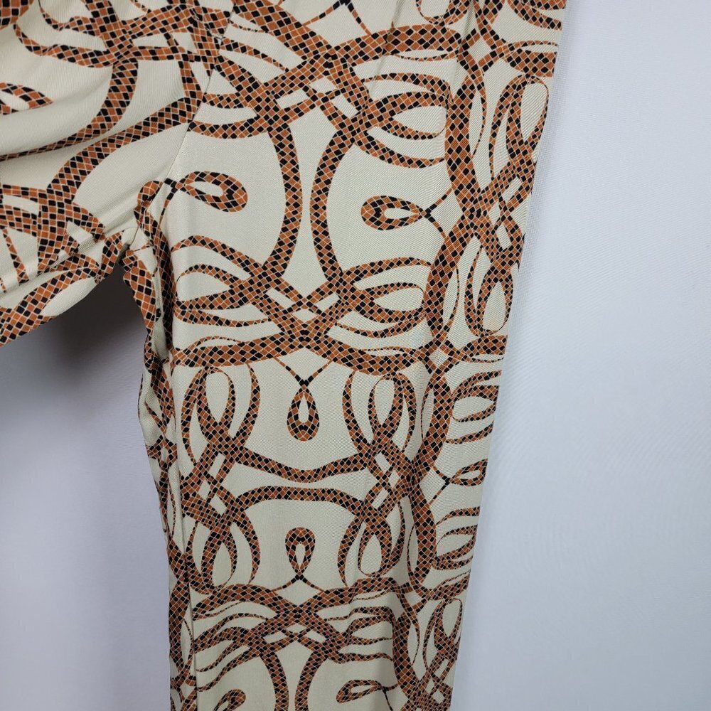 H&M X Richard Allan Snake Print Palazzo Pants Beige High Rise Women's 2 - Picture 2 of 5